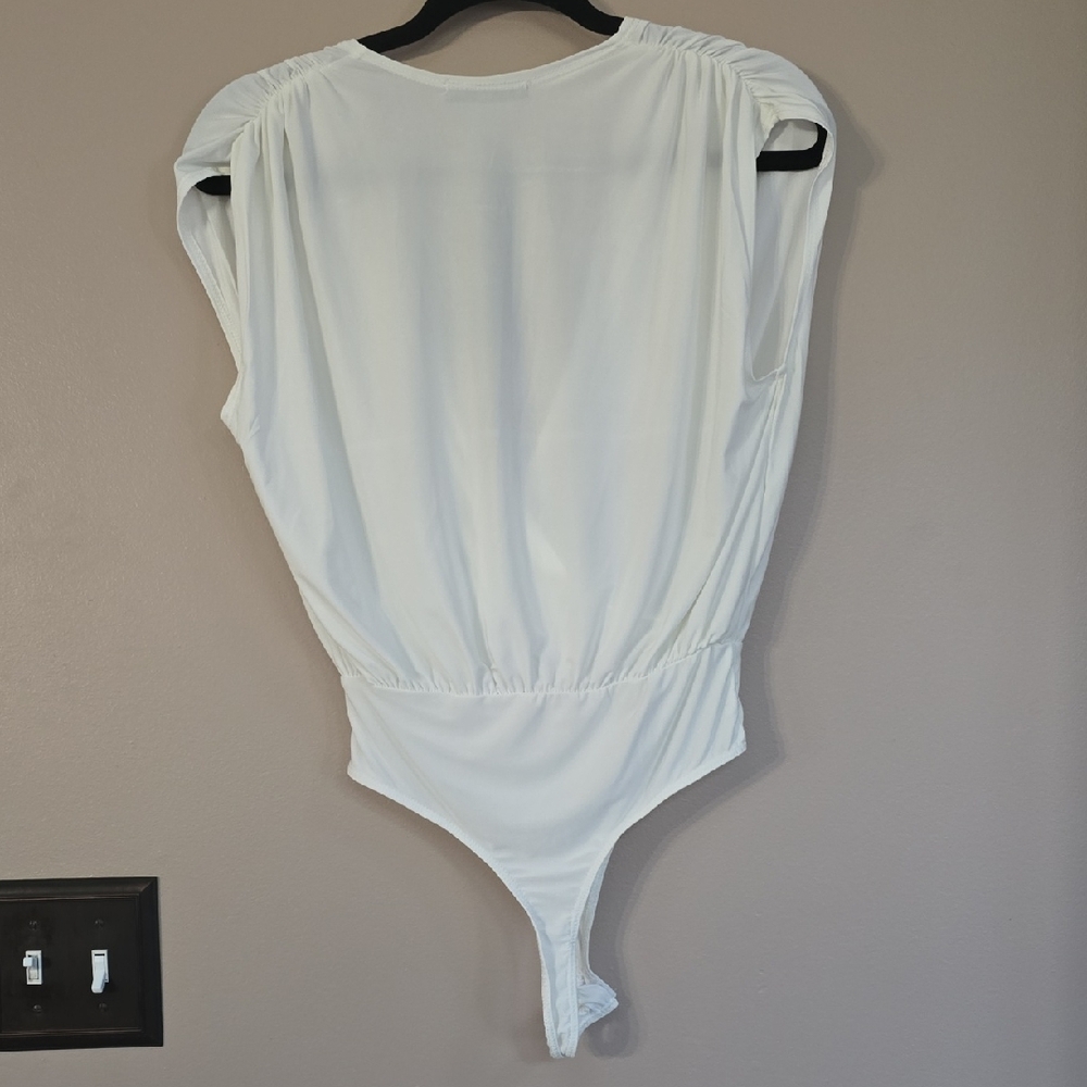**FREE WITH BUNDLE** White Surplice Bodysuit - Women Tops Bodysuits - Picture 2 of 2